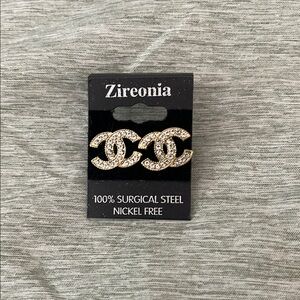 Gold and Silver Zirconia Earrings